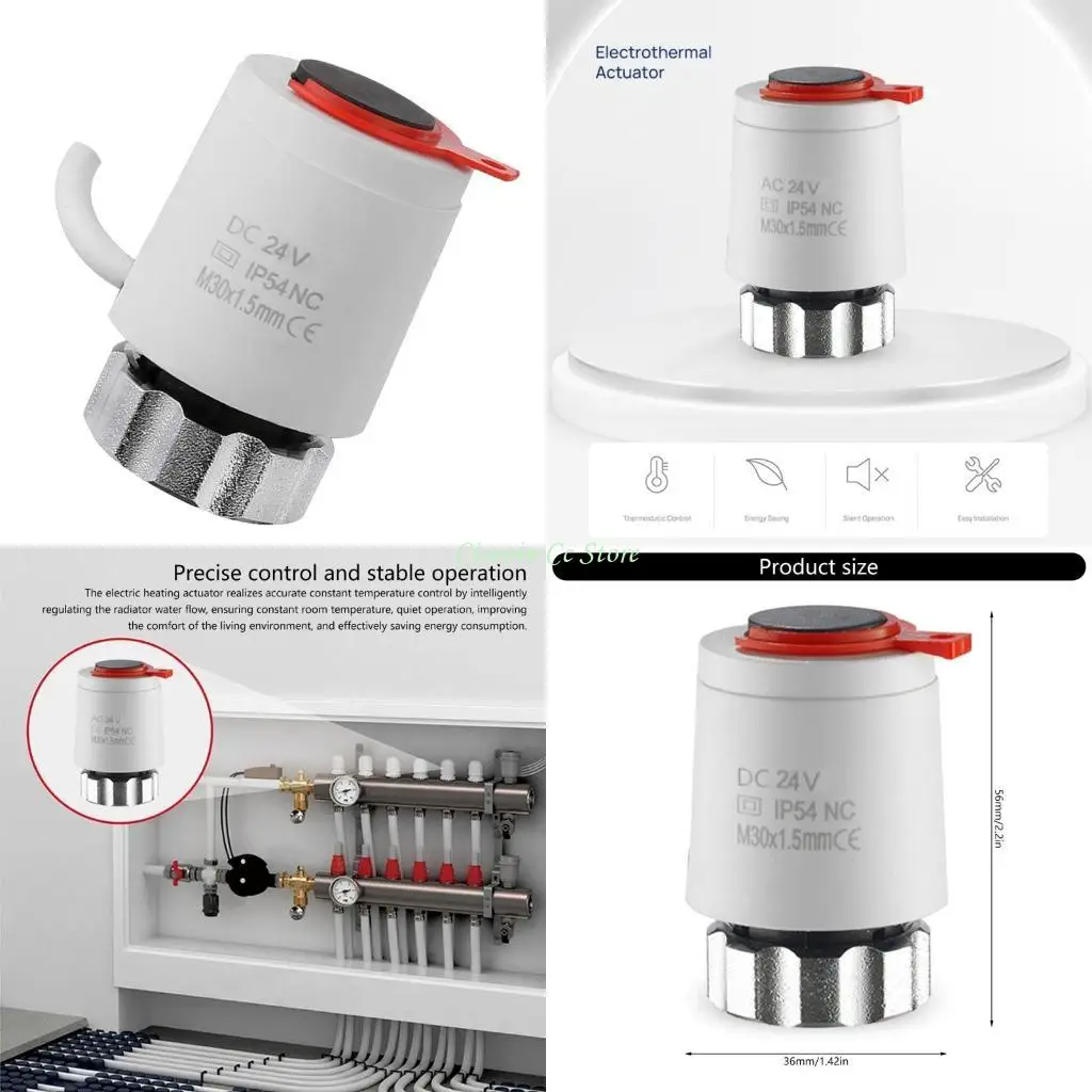 24V Electric Thermal Actuator Floor Heating Radiator Valves Normally Closed/Open Valves Head Water Separator Easy to Use