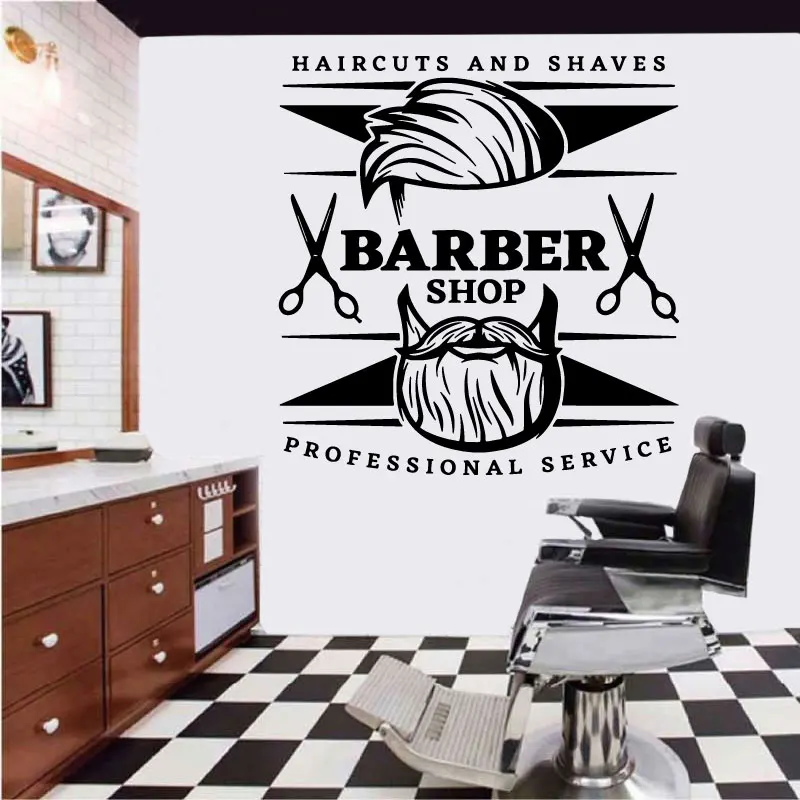 Men\'s barber shop vinyl wall decals men\'s style professional stylist hair salon window shop sign decoration sticker mural gift20