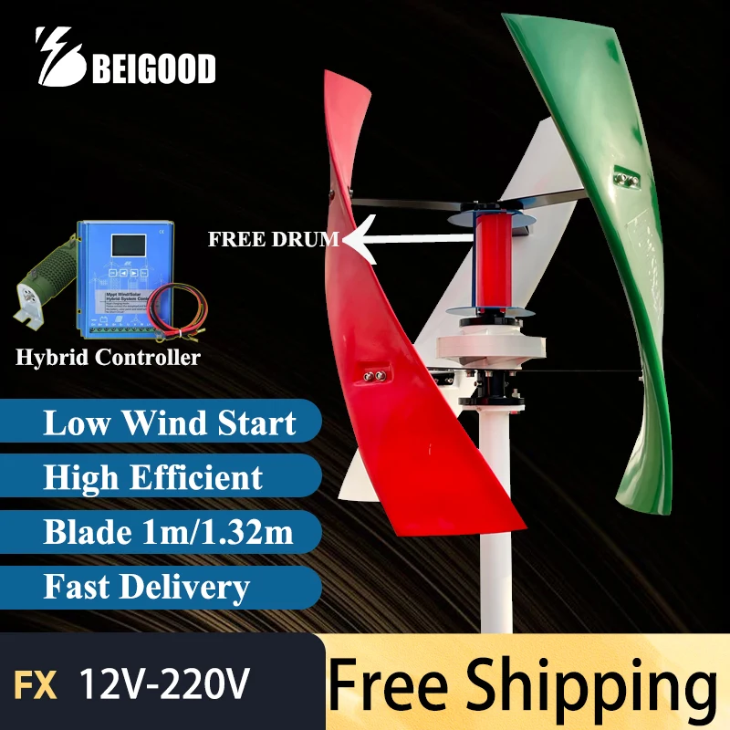 

Vertical Axis Wind Turbine 30KW Hybrid off Grid System 10KW 20KW 12V 24V 48V Renewable Energy Source for Off-Grid Applications