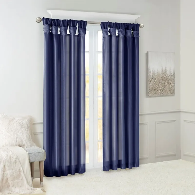

Twist Tab Lined Window Curtain Panel Navy 50x95