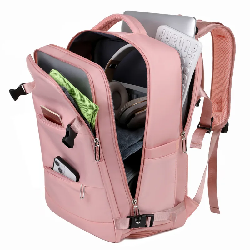 Mochila impermeável para laptop com compartimento de sapatos para mulheres, tamanho de cabine 180 ° aberto, minimalista, viagem, escola, bolsa