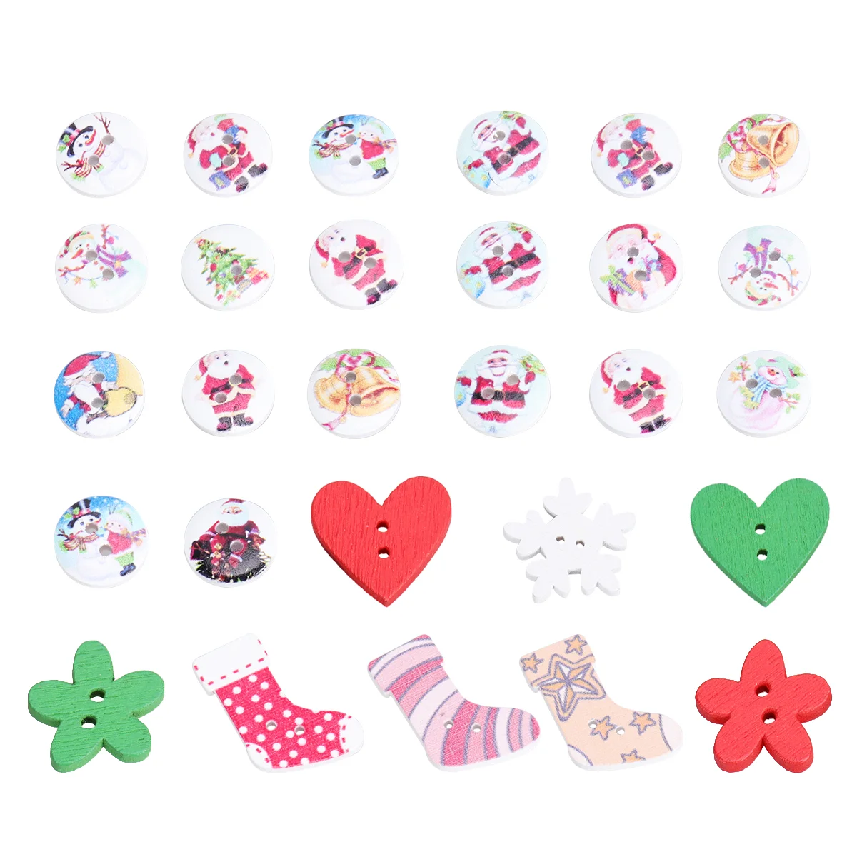 Sewing Scrapbooking Crafts Xmas Stocking Stuffer Christmas Embellishments Buttons Wooden Manual