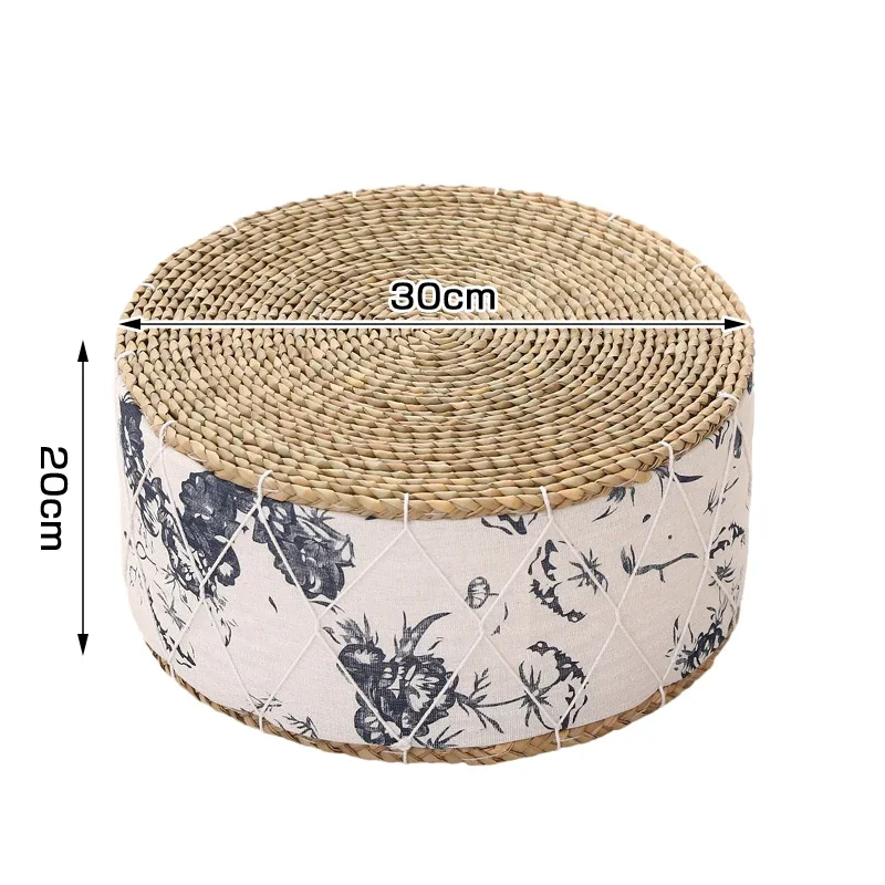Cojín Redondo Paja Tejida 30 cm, Cojín Tatami, Zafu, Cojín Suelo, Asiento Meditación,Yoga, Alfombra, Muebles Japoneses