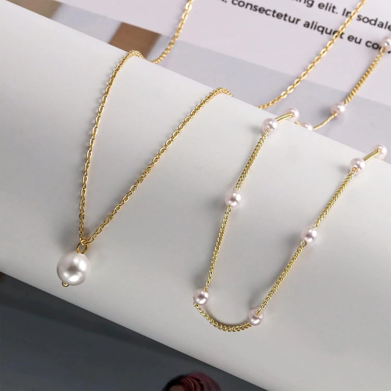 Gold Pearl Necklace for Women K Gold Plated Layered Pearl Necklaces for Women Trendy Pearl Necklace for Women Gold Jewelry Gifts 5