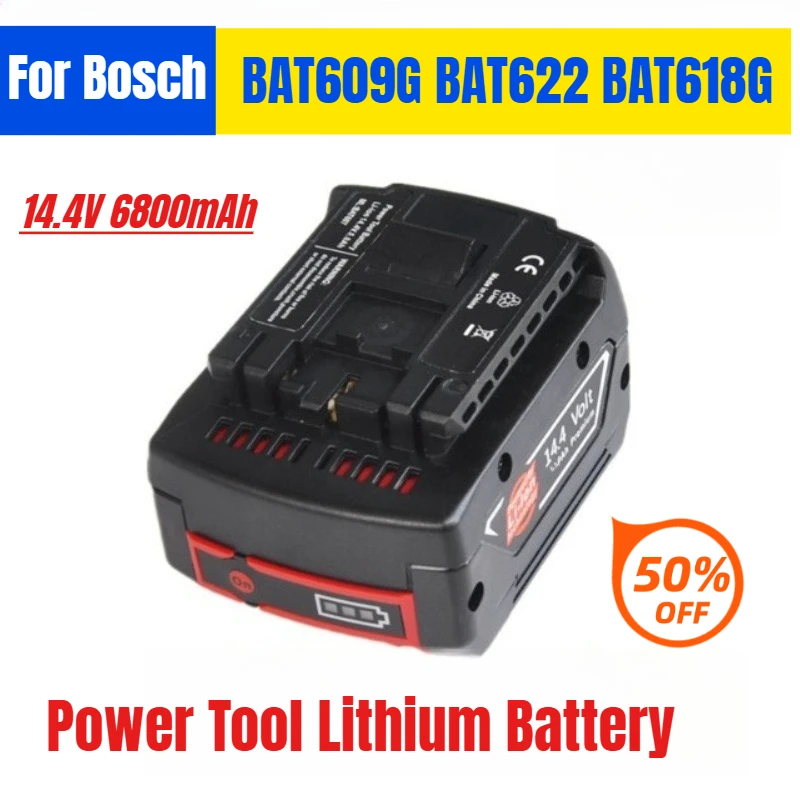 보쉬 BAT609G BAT622 BAT618G 전동 공구용 리튬 배터리 14.4V 6800mAh