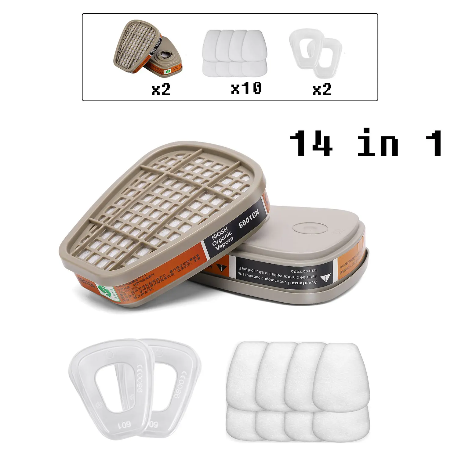 CE-certificering Gasmasker 6200 Set Voertuigverfspray met patroonkast Organische zuurdampen 5N11 Filters Stofdichte mijnbouw