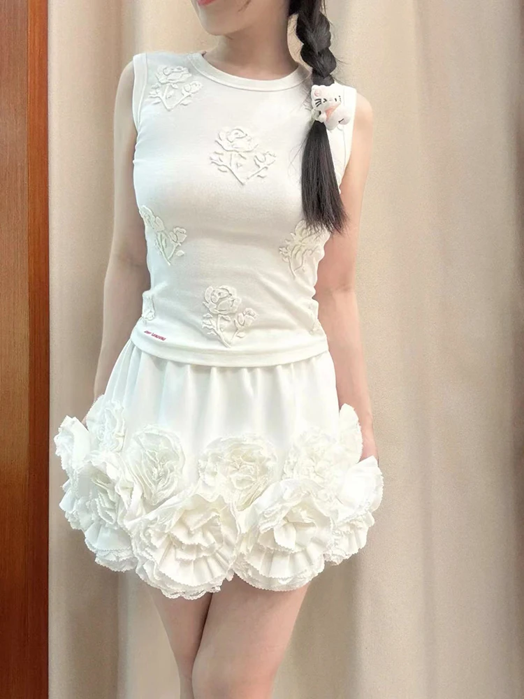 

Handmade Pure Cotton Vest Women's Slim Fit ort Sve Patchwork Rose Flower Embroidery Sweet Sle Chinese Production