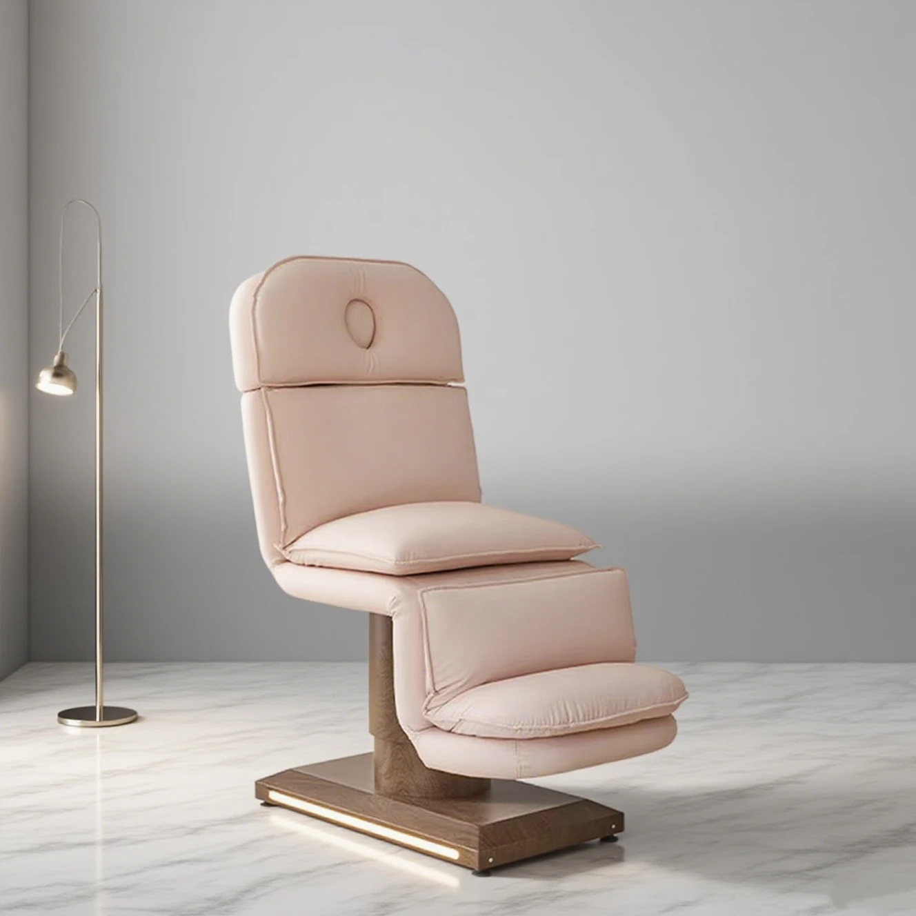 

Newest Lash Bed Curved Massage Bed Spa Beauty Treatment Facial Chair 3 Motors Wood Base Bed