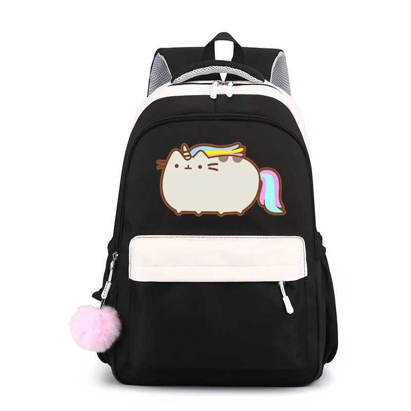 Cute Cartoon Cat Pattern Backpack Girls Boys Cartoon Cat Harajuku Schoolbag Large Capacity Zipper Backpack Laptop Bag Backpacks