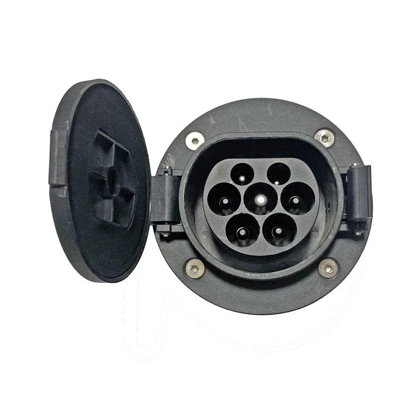 Electric Car Charging Socket Type2 European Standard Gun Seat 16a32a Single-Phase Three-Phase Male Seat 7-Hole AC Connection