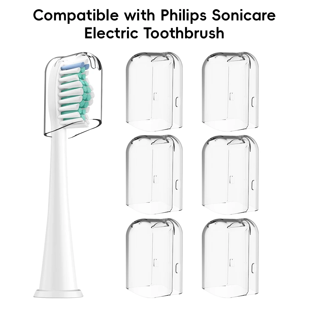 Toothbrush Head Dustproof Covers Caps Compatible with Philips Sonicare Electric Toothbrush, Brush Head Travel Protectors (6 Pcs)