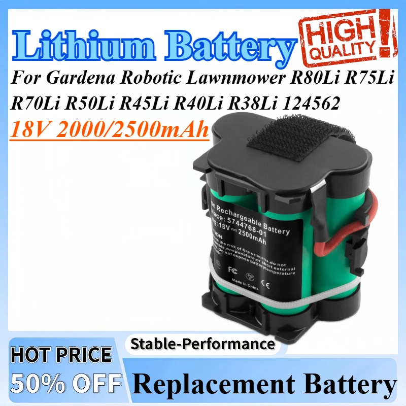 

18V 2000/2500mAh Replacement Lithium Battery For Gardena Robotic Lawnmower R80Li R75Li R70Li R50Li R45Li R40Li R38Li 124562
