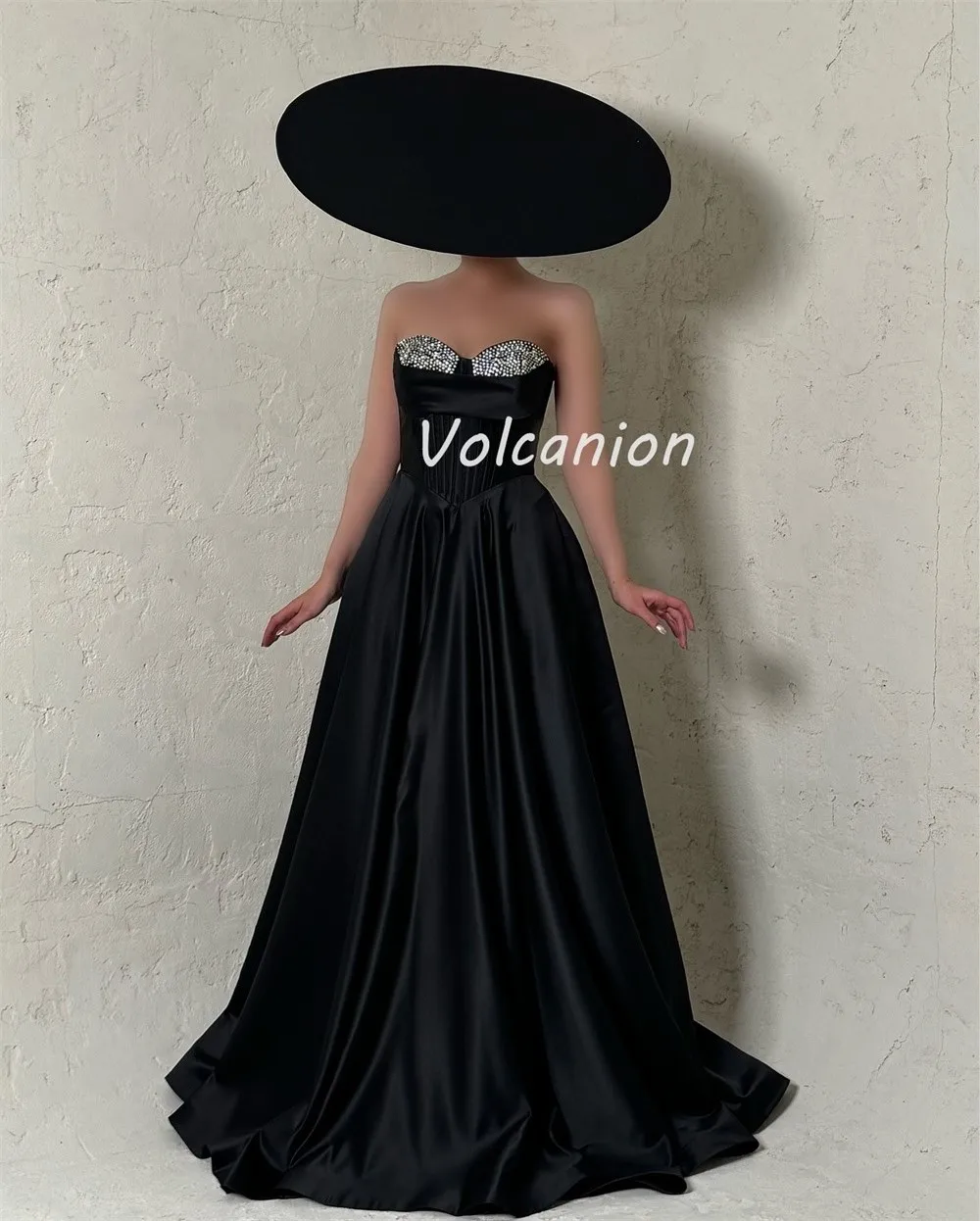 Customized Modern Style Exquisite Charmeuse Rhinestone Pleat A-line Strapless Long Dresses Bespoke Occasion Dresses Fashion