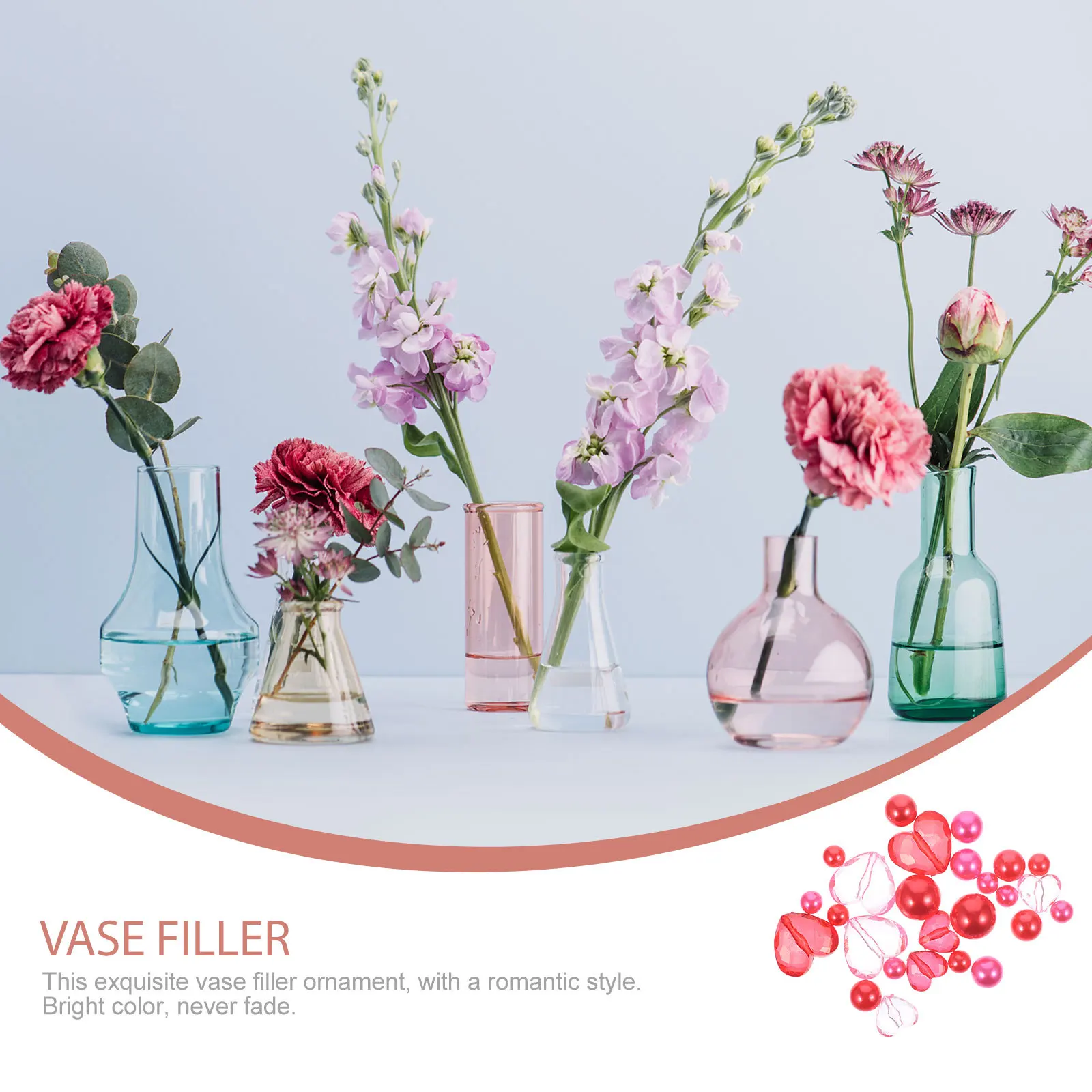 1 مجموعة عيد الحب زهرية حشو القلب الخرز الأحمر اللؤلؤ زخرفة ل ديكور المنزل الزفاف طويل القامة زهرية زينة الحشو عيد الميلاد #1