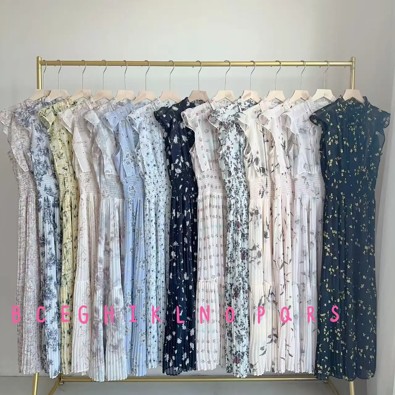 Kuzuwata Fresh Mid-length Print High Waist Robe New Gentle Literary Lace Up Pleated Slim Exquisite Mujer Japan New Elegant Dress image 6