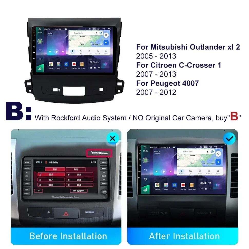 راديو سيارة SPTON لأوتلاندر ميتسوبيشي Xl 2 2005-2013 لسيتروين C-Crosser 1 2007-2013 نظام تحديد المواقع أندرويد لبيجو 4007 2007-2012 #3