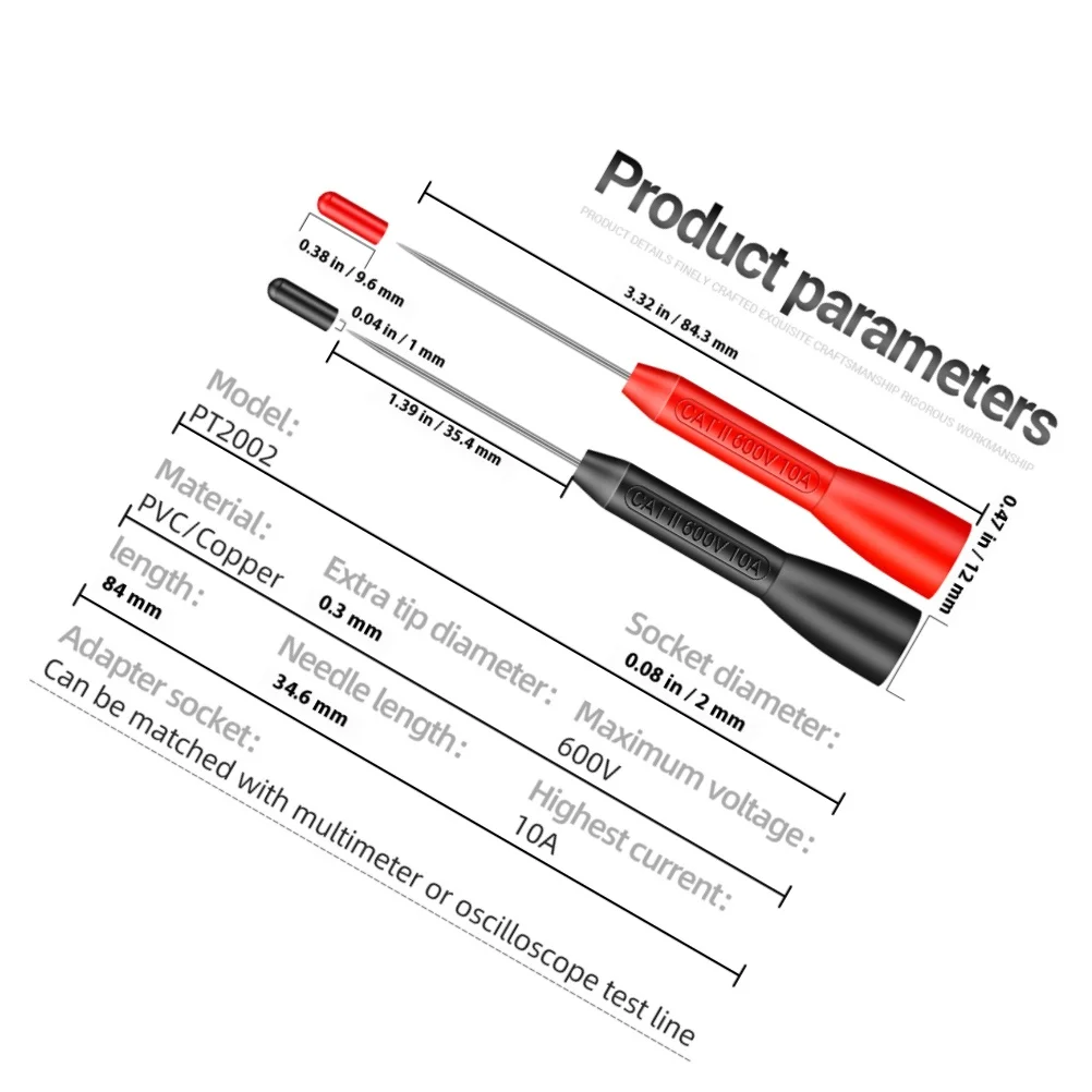 2Pairs اختبار مجسات الفولاذ المقاوم للصدأ مطلي بالنيكل المتعدد كشف السيارات الظهر التحقيق عدة حساسية عالية دائم