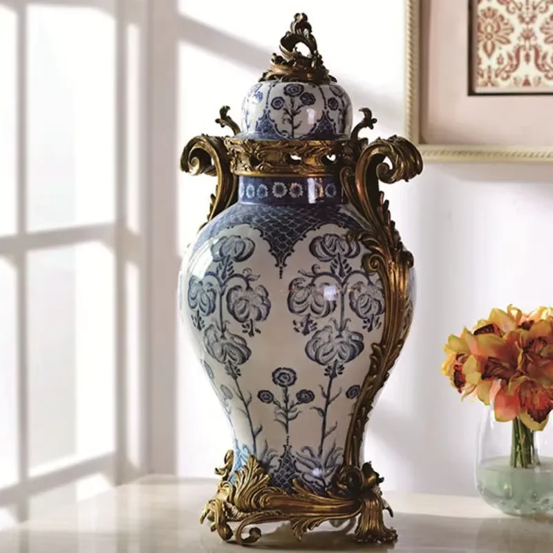Middle Eastern Characteristics Interior Design Handmade Golden Copper Angle Decorative Ceramic Storage Bottles & Jars With