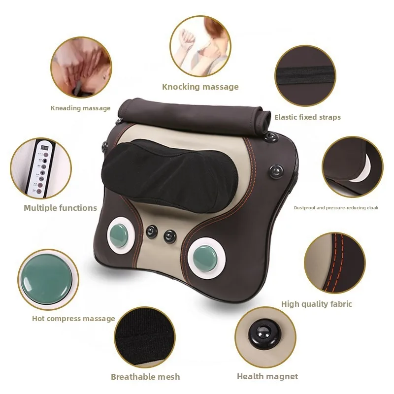 

Подушка для массажа шеи, инфракрасная нагревательная подушка, магнитотерапевтический массажер, электрический массажер для разминания, перкуссионный массажер