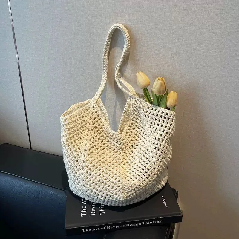 Beach Shoulder Bag Quick Drying Woven Tote Bag Single Shoulder Bag Woven For Beach Outdoor Concerts Travel