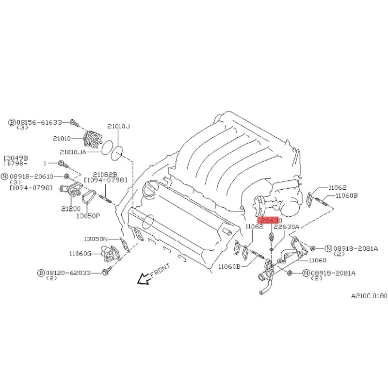 10PCS 22630-44B20 2263044B20 Coolant Water Temperature Sensor for Nissan 350Z 370Z Altima Murano Pathfinder