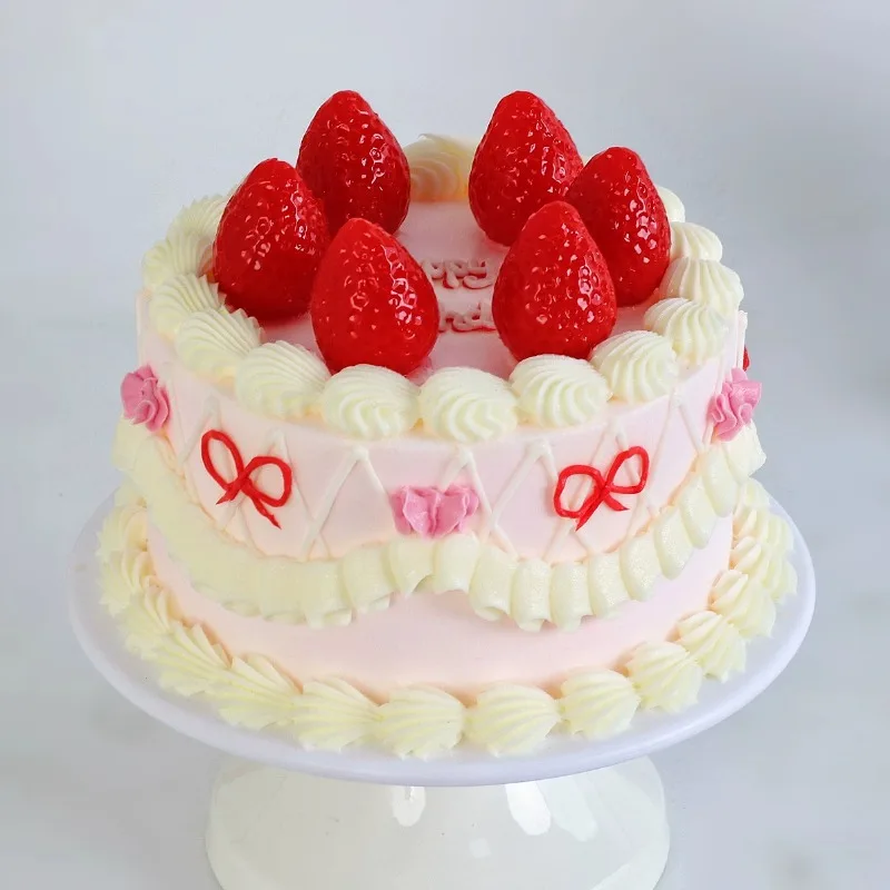 Girl Heart Simulated Cake Mold Decoration Fake Birthday Cake Plastic Ornaments Display Window Sample Display Party Shooting Prop