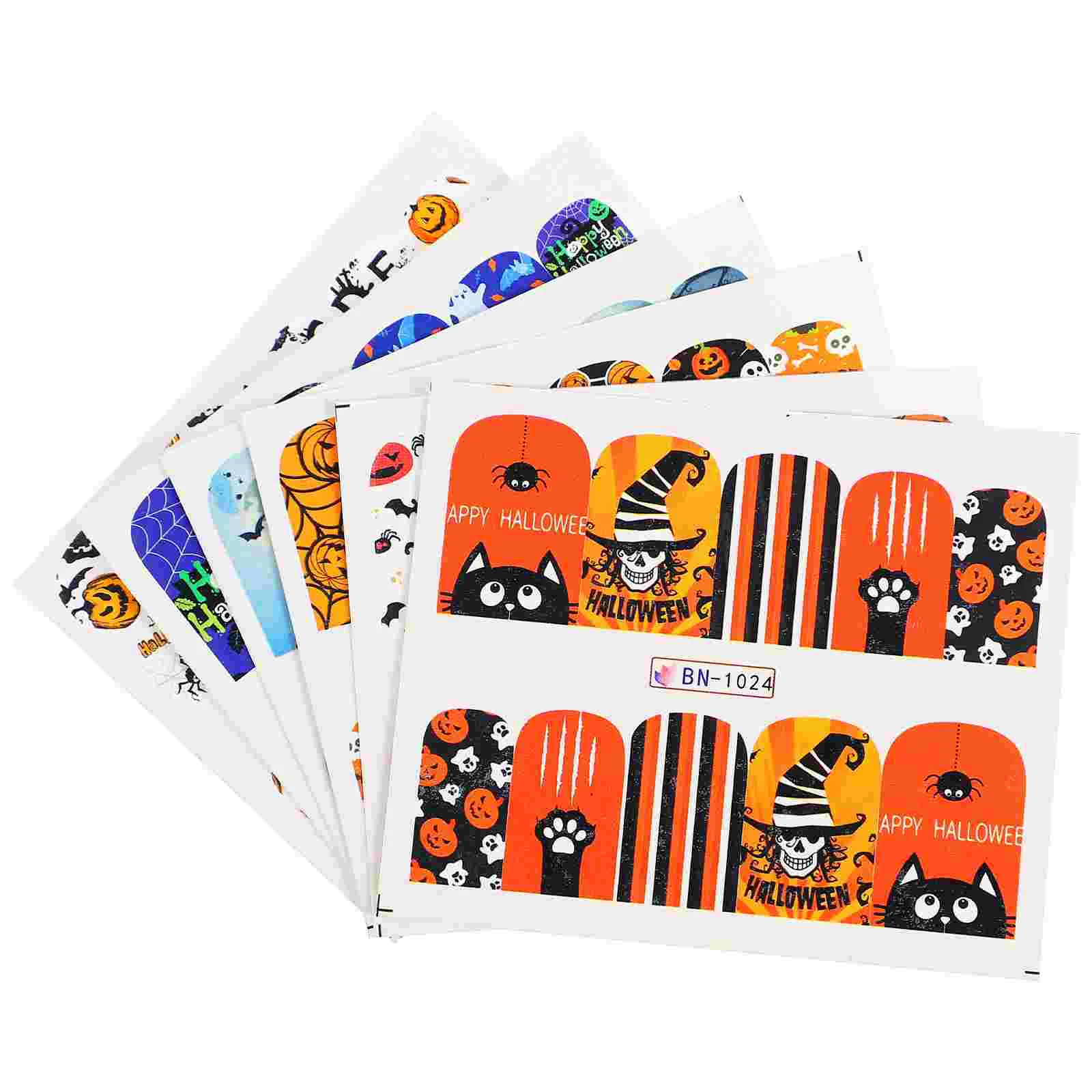 

12 Sheets Halloween Nail Gel Polish Strips Fingernail Decal Toenail Stickers Mixed Style