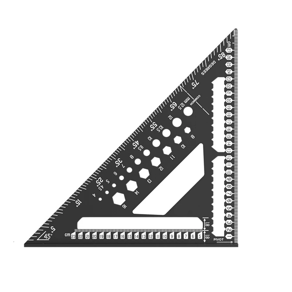 Multipurpose Woodworking Square with Dual Scale and 45/90 Degree Angle Guides Made of Aluminum for Durability and Accuracy