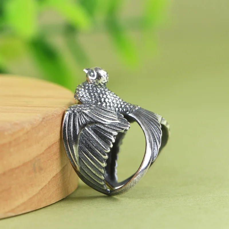 BOCAI NEW  S925 silver jewelry Thai silver fashion ethnic style swallow bracelet for Women silver ring women's silver bracelet