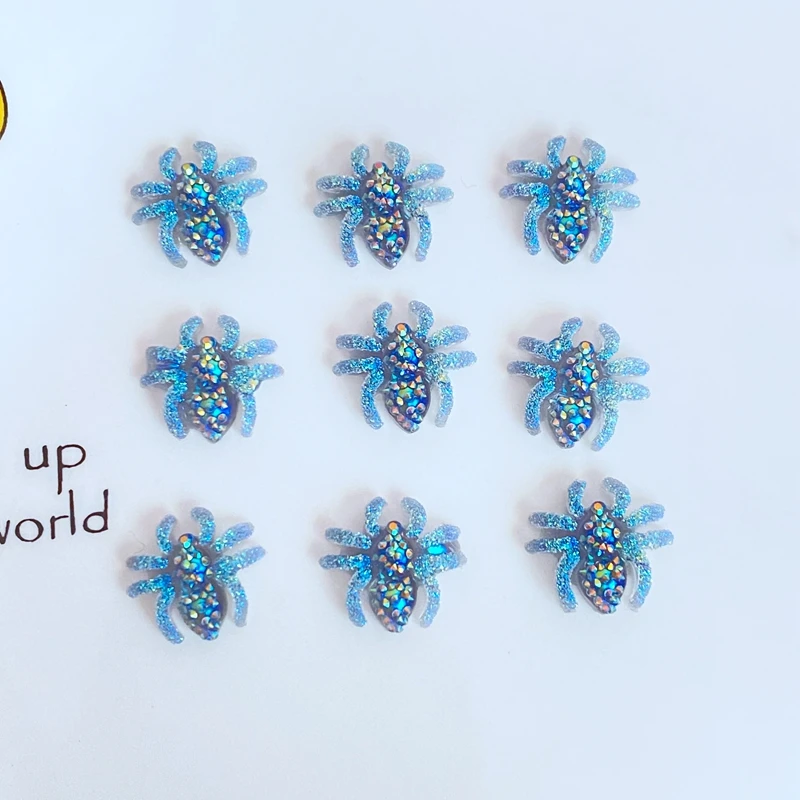 60Pcs New Cute Mini Shiny Spider Resin Flatback Ornament Nail Jewelry Making accessori per capelli