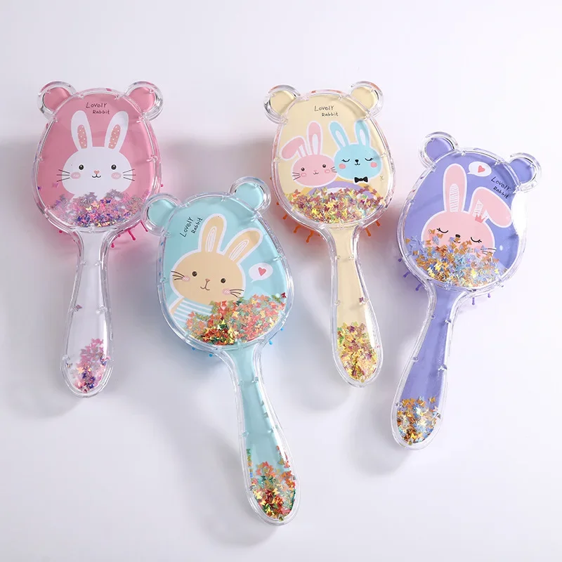 Cute Cartoon Bear Shape Sequins Air Cushion Massage Comb Anti-knot Combs for Baby Kids Comb for Curly Hair