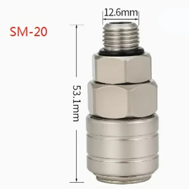 Stainless Iron Nickelage Pneumatic Coupler, C-Type Quick-Connect Hose Fittings for Air Compressor, SM/PM/SH/PH/PP/SP，20/30/40