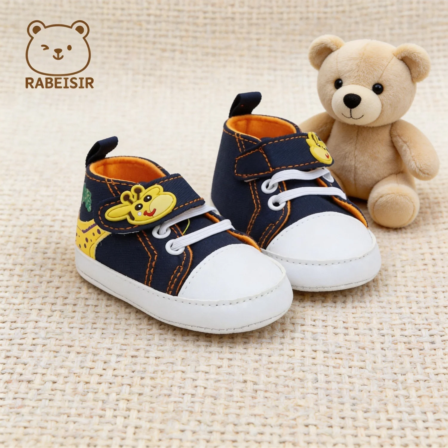 Leinenschuhe für Kleinkinder im Frühjahr/Sommer, 0–1 Jahre alt, Vorlaufschuhe, rutschfest, atmungsaktiv, niedliches Cartoon-Design