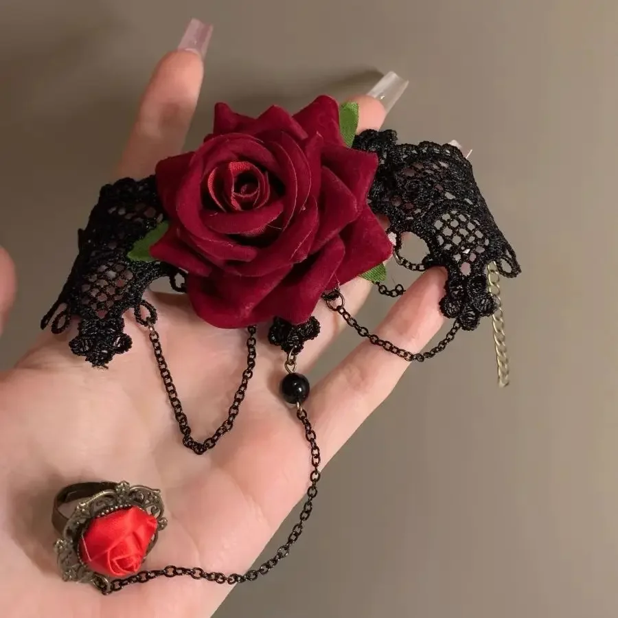 1 قطعة قفازات Steampunk النساء خمر المعصم الكفة والعتاد مجوهرات للبنات اكسسوارات أساور الفيكتوري زي الدانتيل Handwear قلادة