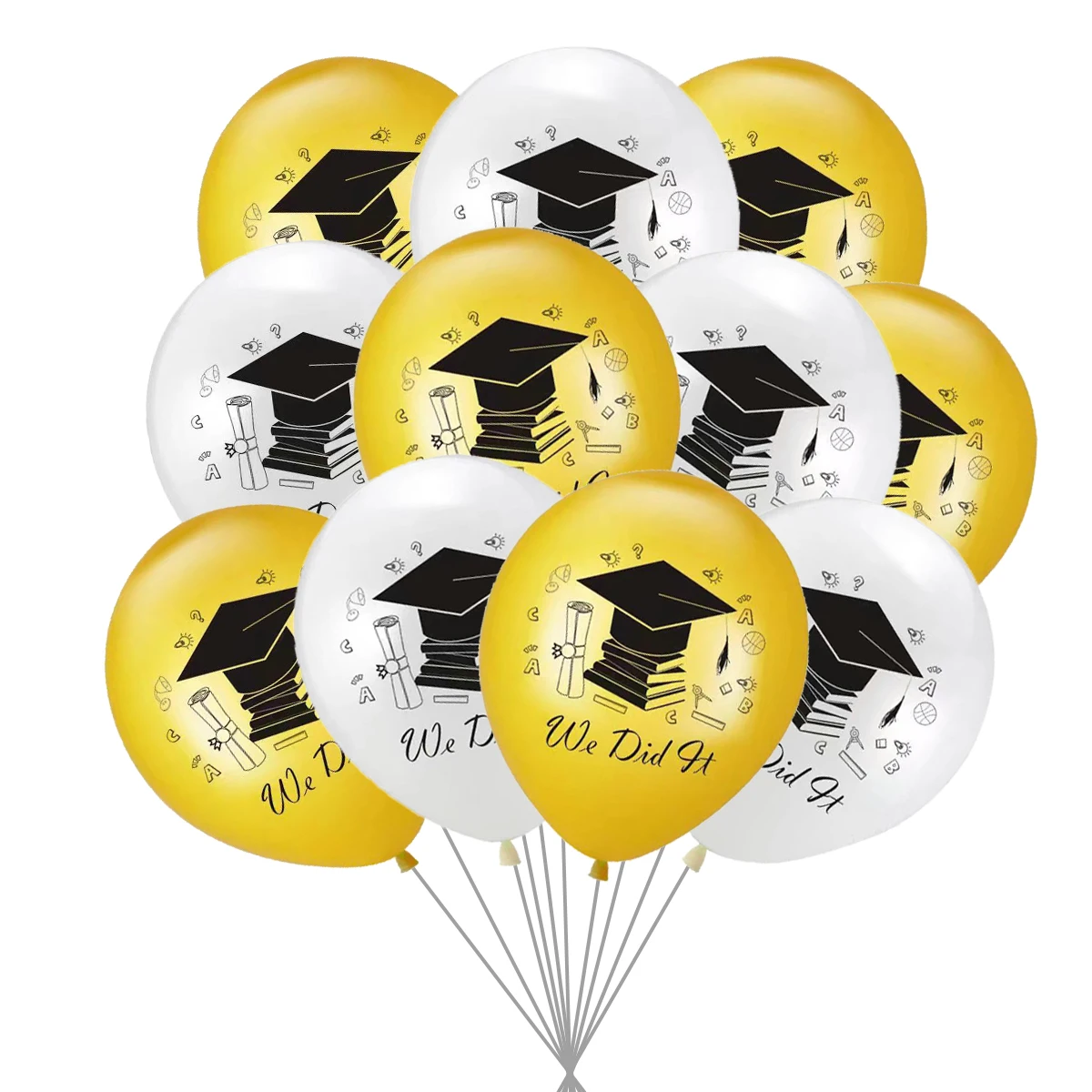 12pcs 12inch 2024 Class Graduation Party Balloons We Did It Bachelor Cap Graduates Hat Latex Balloon Congratulation Party Decor