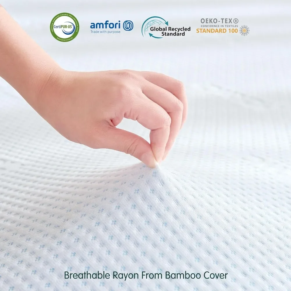 Memory Foam Mattress Topper Queen, 4 Inch Gel Foam Bed Topper with Rayon from Bamboo Cover, Ventilated Mattress Pad for Pressur image 3