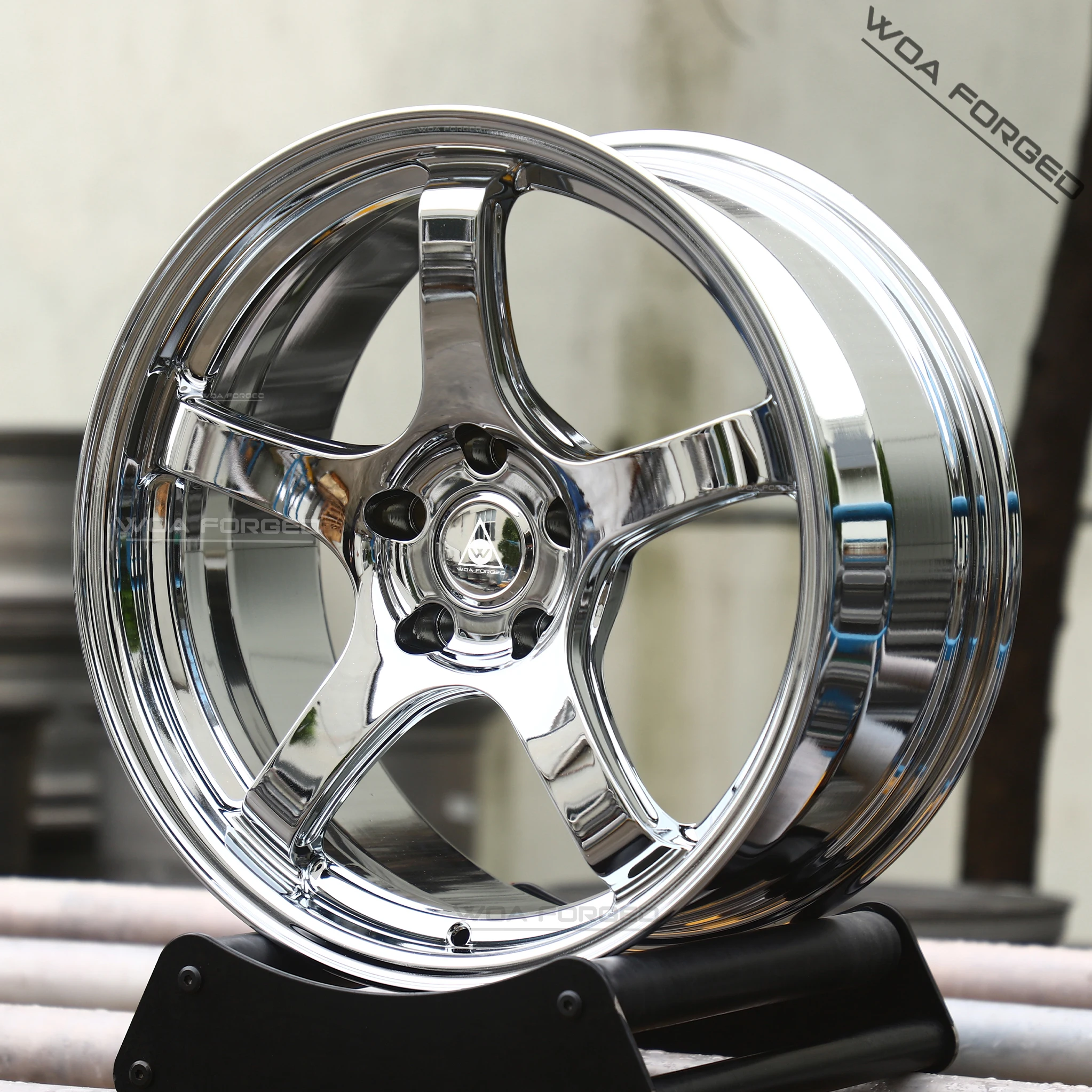 

High Quality Custom Forged Single Sport Wheel Polished Chrome TC-4 Racing GT Deep Recessed Five-Spoke Design New Condition