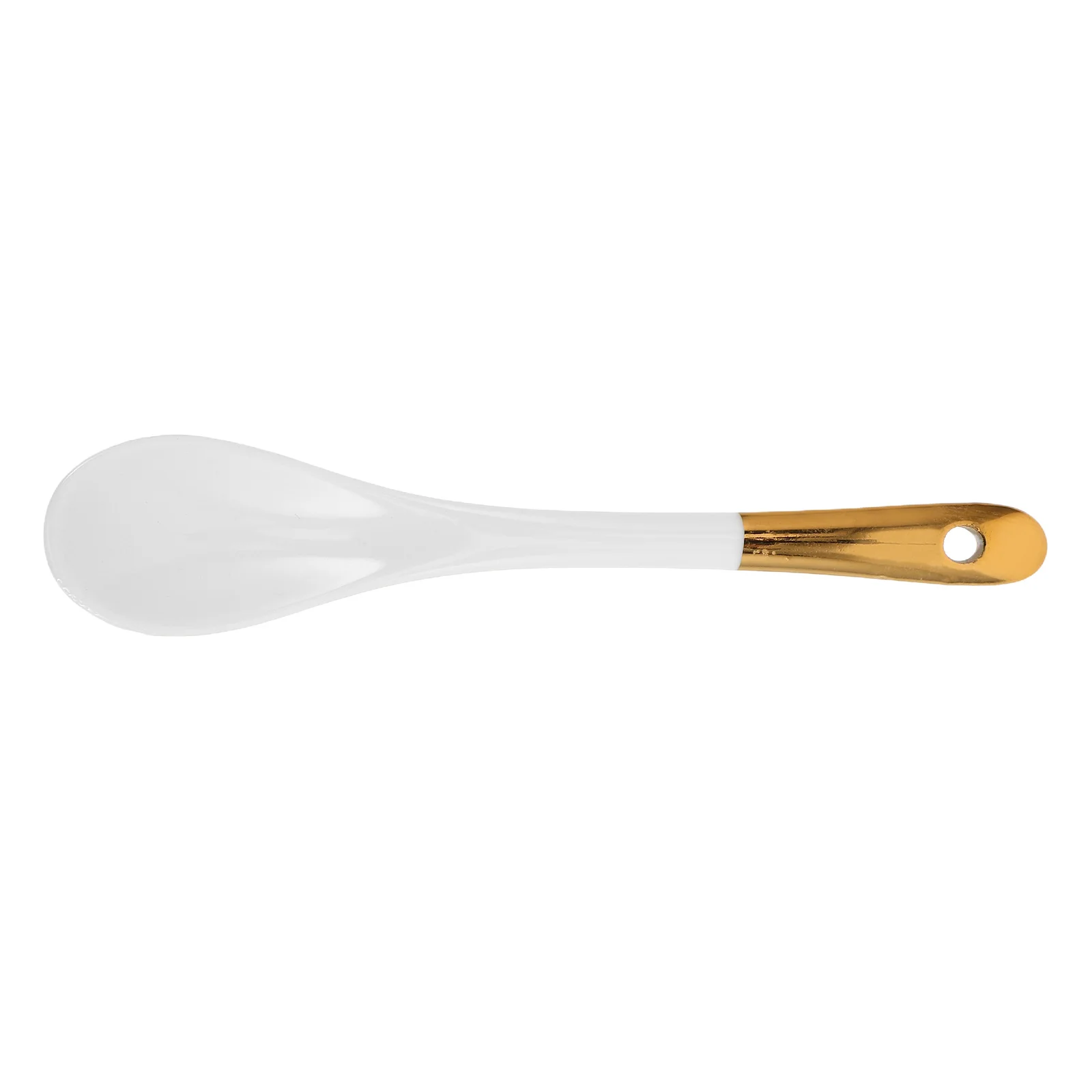 ملعقة قهوة سيراميك فاخرة مع حافة ذهبية على الطراز الأوروبي أنيقة مثالية لملعقة سيراميك لحلويات الشاي والقهوة