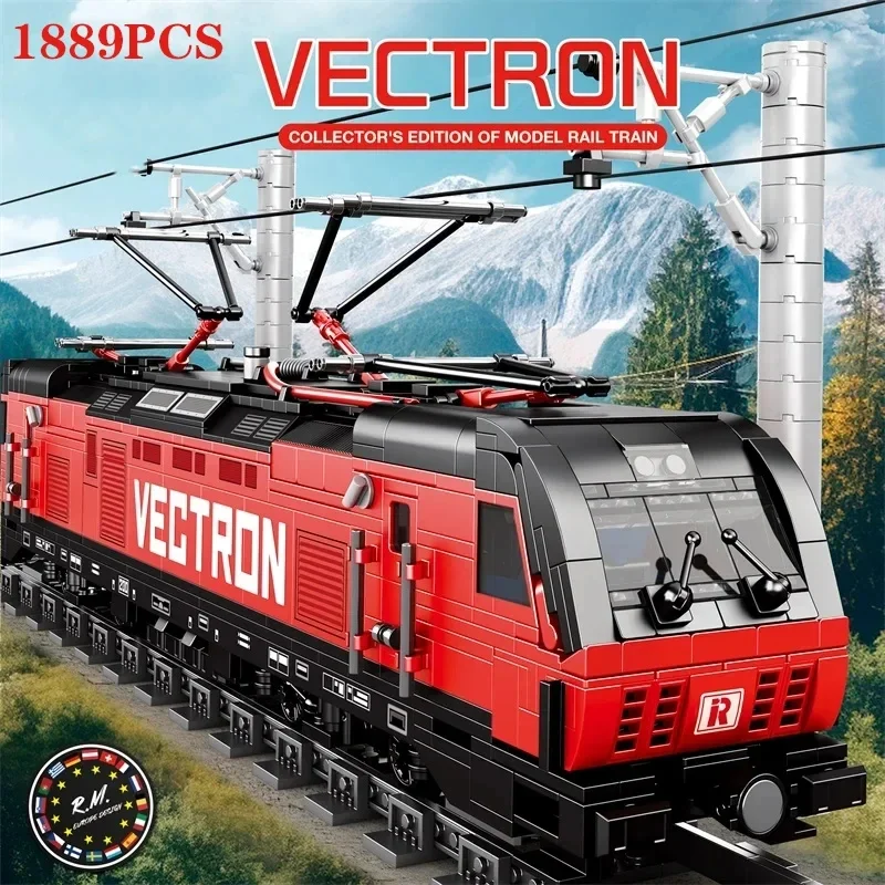 

1889 шт., технический город Vectron, европейские электрические пассажирские поезда, строительные блоки, кирпичи, сборка моделей, игрушки для мальчиков, подарочный набор
