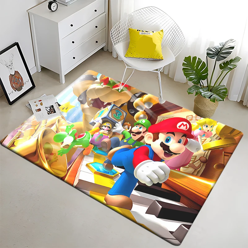 Super Mario Game HD Printed Carpet Rug for Living Room Bedroom Decoration Picnic Camp Kitchen Carpet Crawling Carpet Decoration