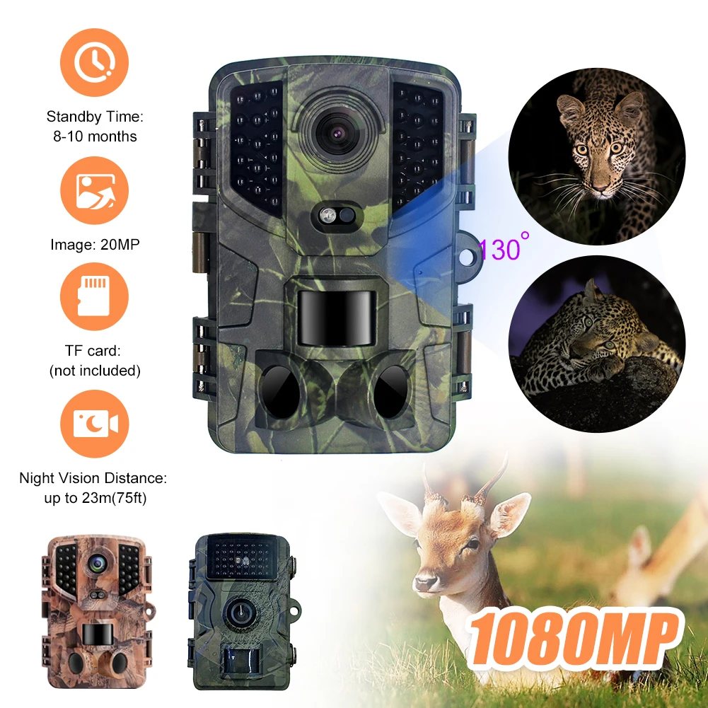 Hunting Trail Camera 20MP 1080P Waterproof Infrared Night Vision Outdoor Motion Activated Camera Wildlife Hunting Monitoring