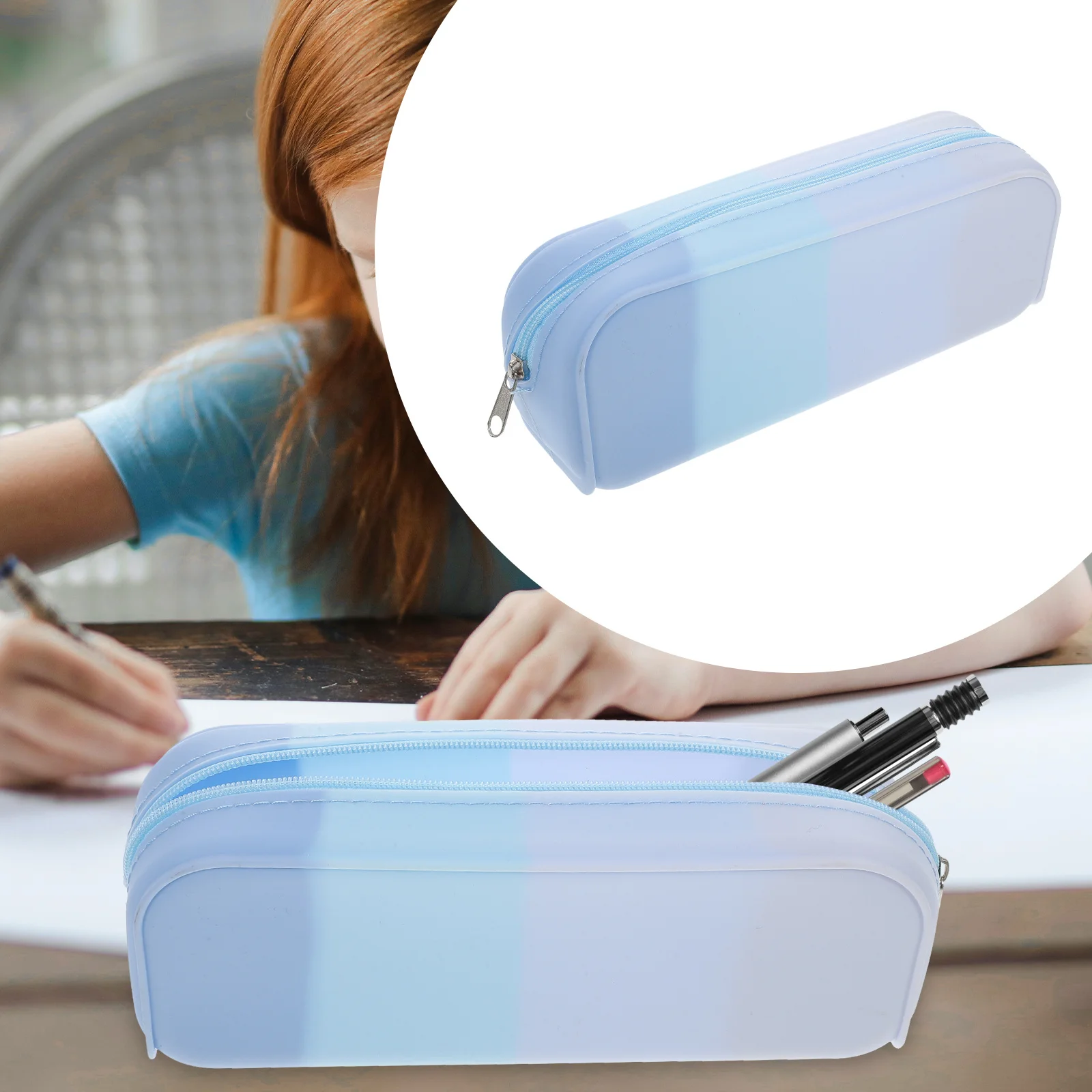 

Aesthetic Silicone Pencil Pouch Candy Tone Storage Bag for Stationery Pens Erasers Rulers Compact Lightweight Kids Gift Idea