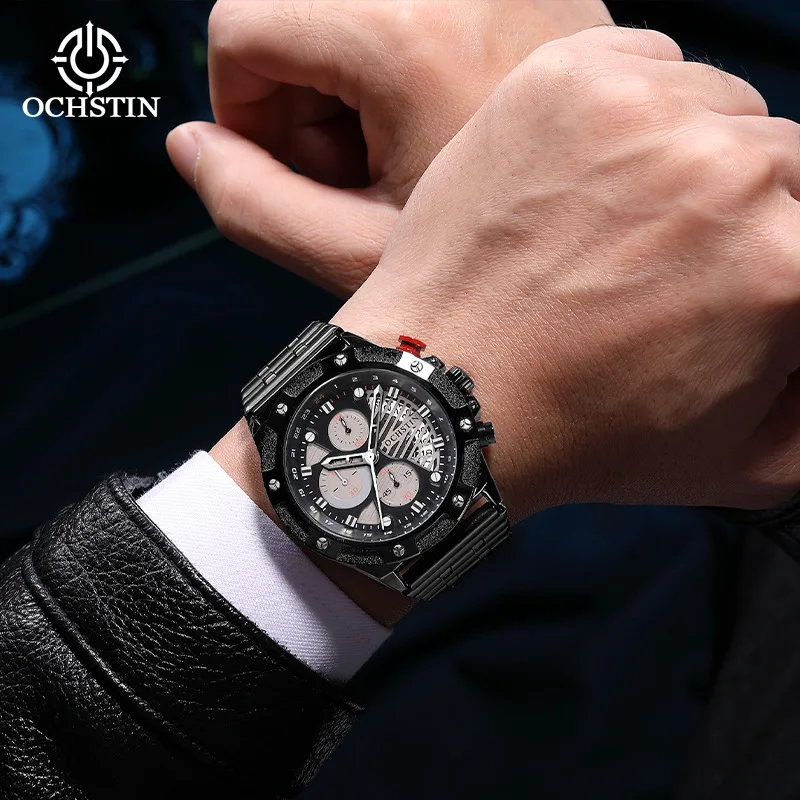 Hot Sale Watch Cross-border Multifunctional Stainless Steel Quartz Watch Sports Meter Fashion Men's Watch Men's Watch
