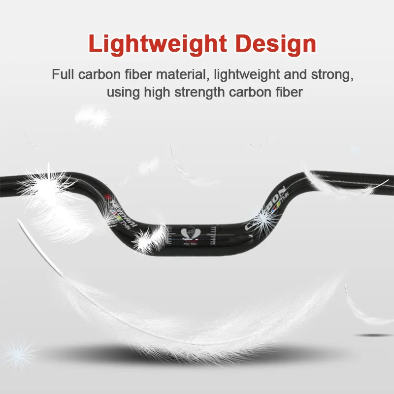 Bicycle Carbon Handlebar Lightweight Riser 25.4/31.8mm Offest U-Handle Mountain Bike Bar 600/620/640/660/680/700mm Bicycle Part