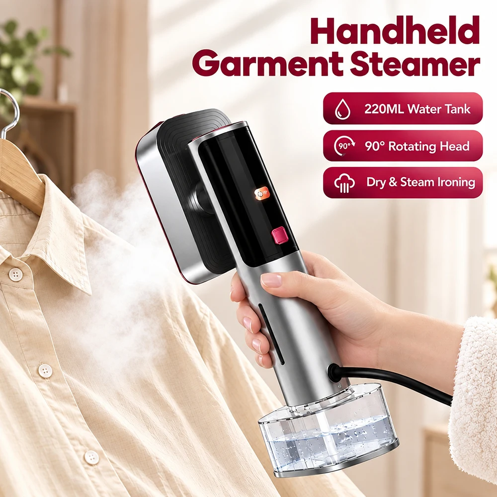 Portable Handheld Garment Steamer Fast Heating Clothes Steamer Rotating Head Dry & Steam Iron for Shirt Dress Jacket Home Travel