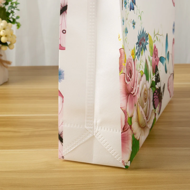 Shopping Bag Butterfly Printing Waterproof Non-woven Fabric Storage Reusable Luggage Travel Bag Women Shopping Trolley