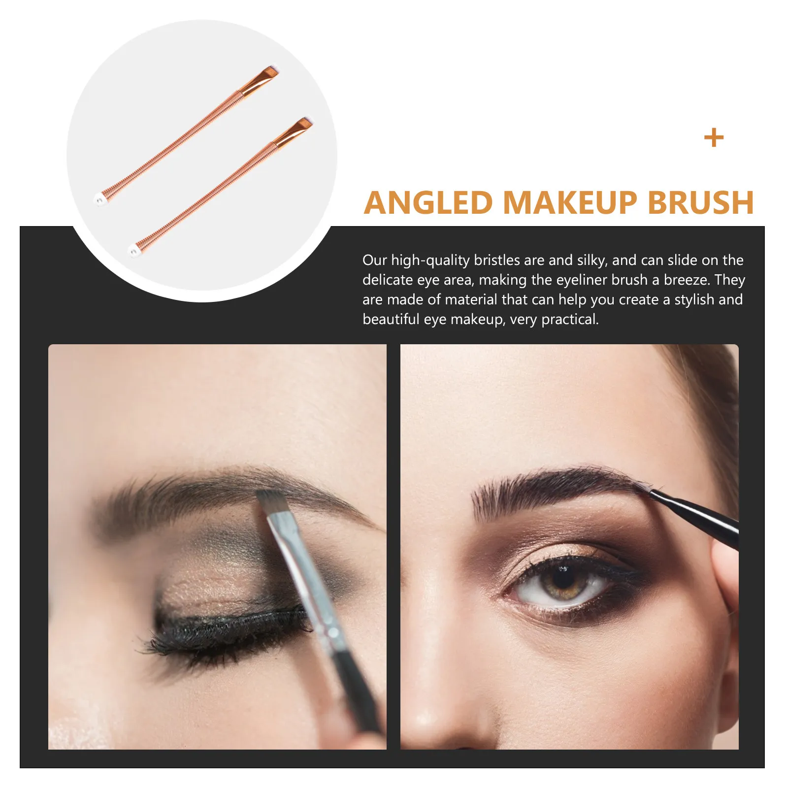 2Pcs Thin Eyeliner Brushes Flat Oblique Dual-Use Eye Makeup Tool Eyebrow Brush Practical Brush Eyeliner Makeup Tool