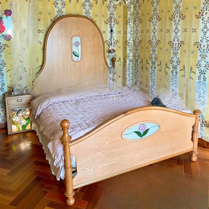 Double bed 1.8 meters high backrest French