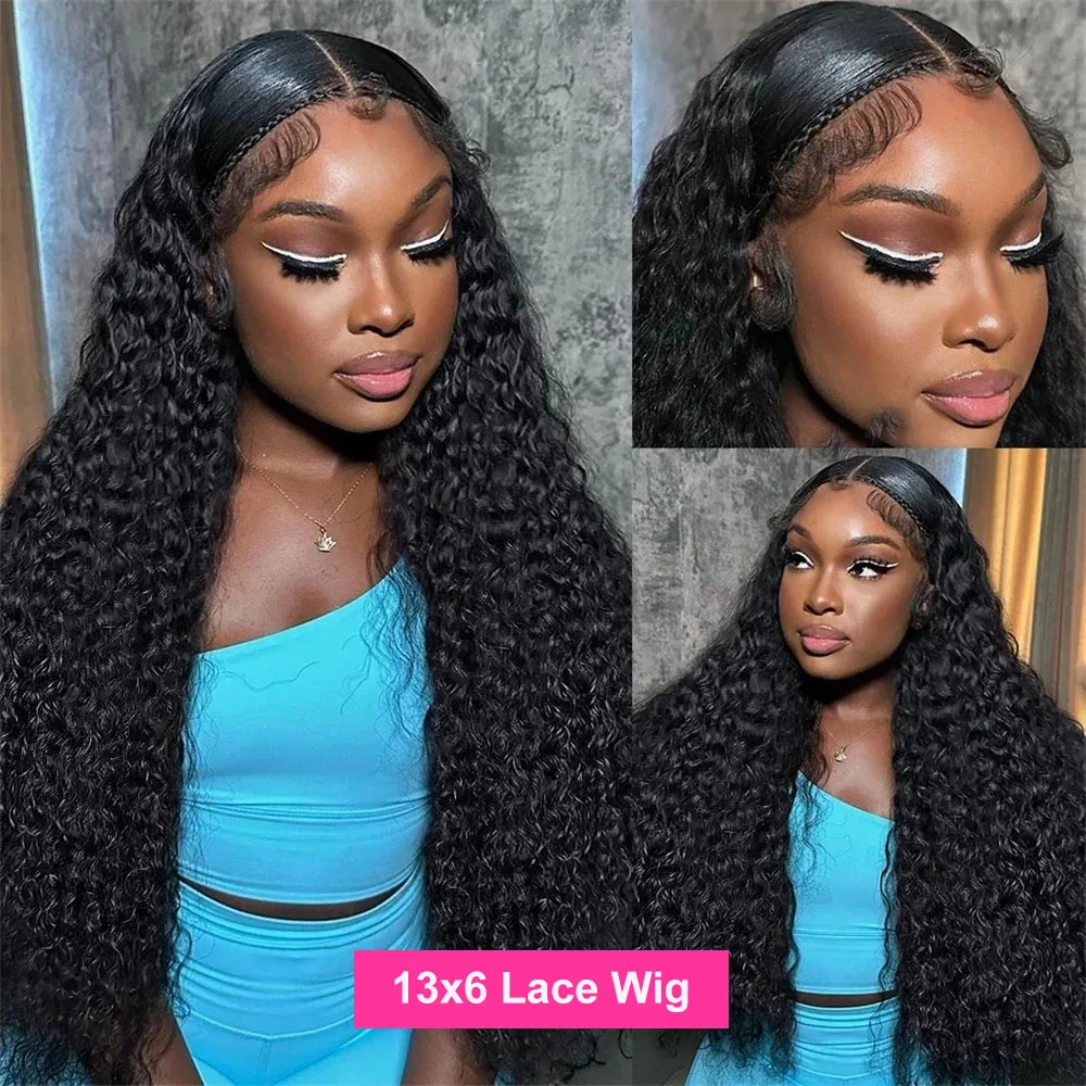 Perruque Full Lace Front Wig Remy bouclée 13x6-30 amaran, perruques cheveux naturels, Deep Wave, pre-plucked, en vente, 360