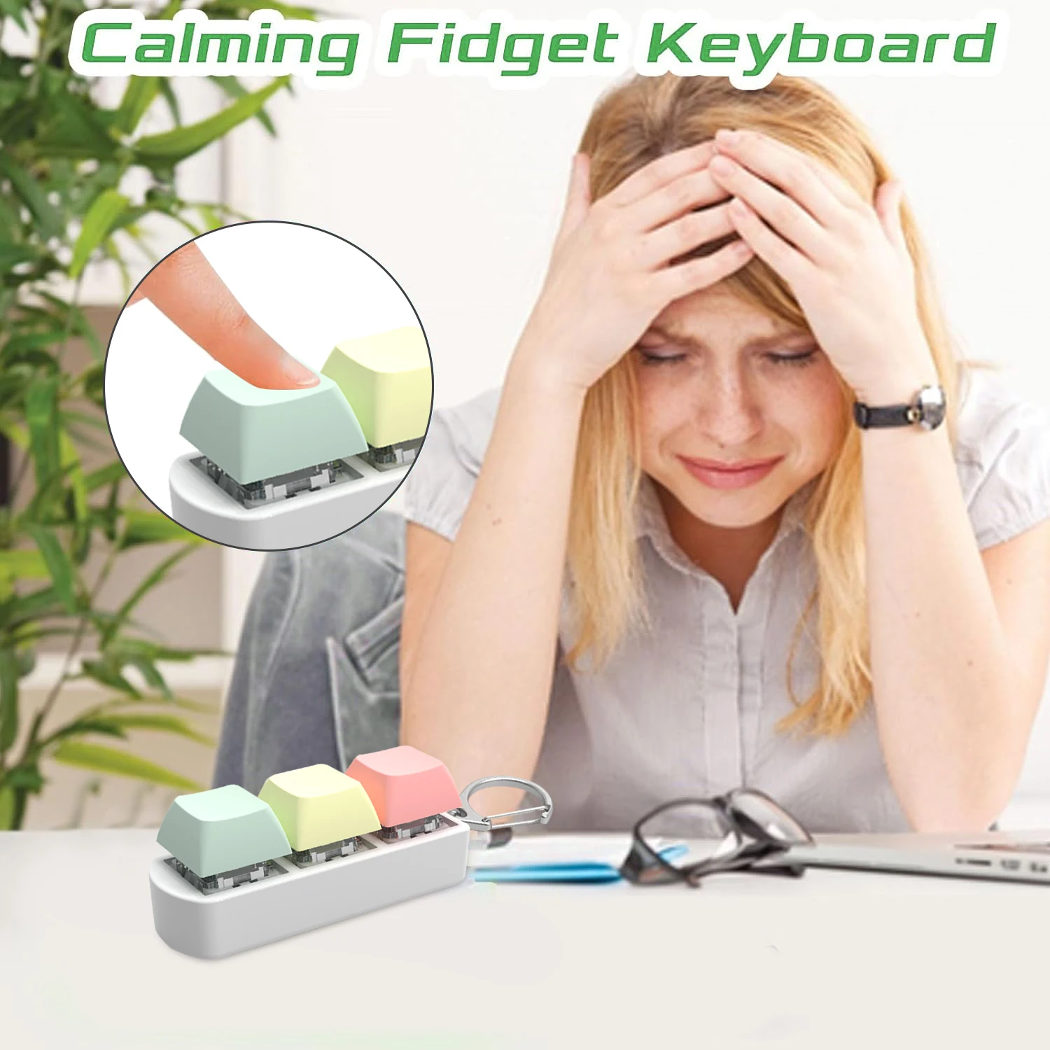 Keyboard Key DIY Fidget Button Keycap Finger Button Anti-stress Toys Keycap Keychain 3 Button Shaft Tester Stress Relief Toy